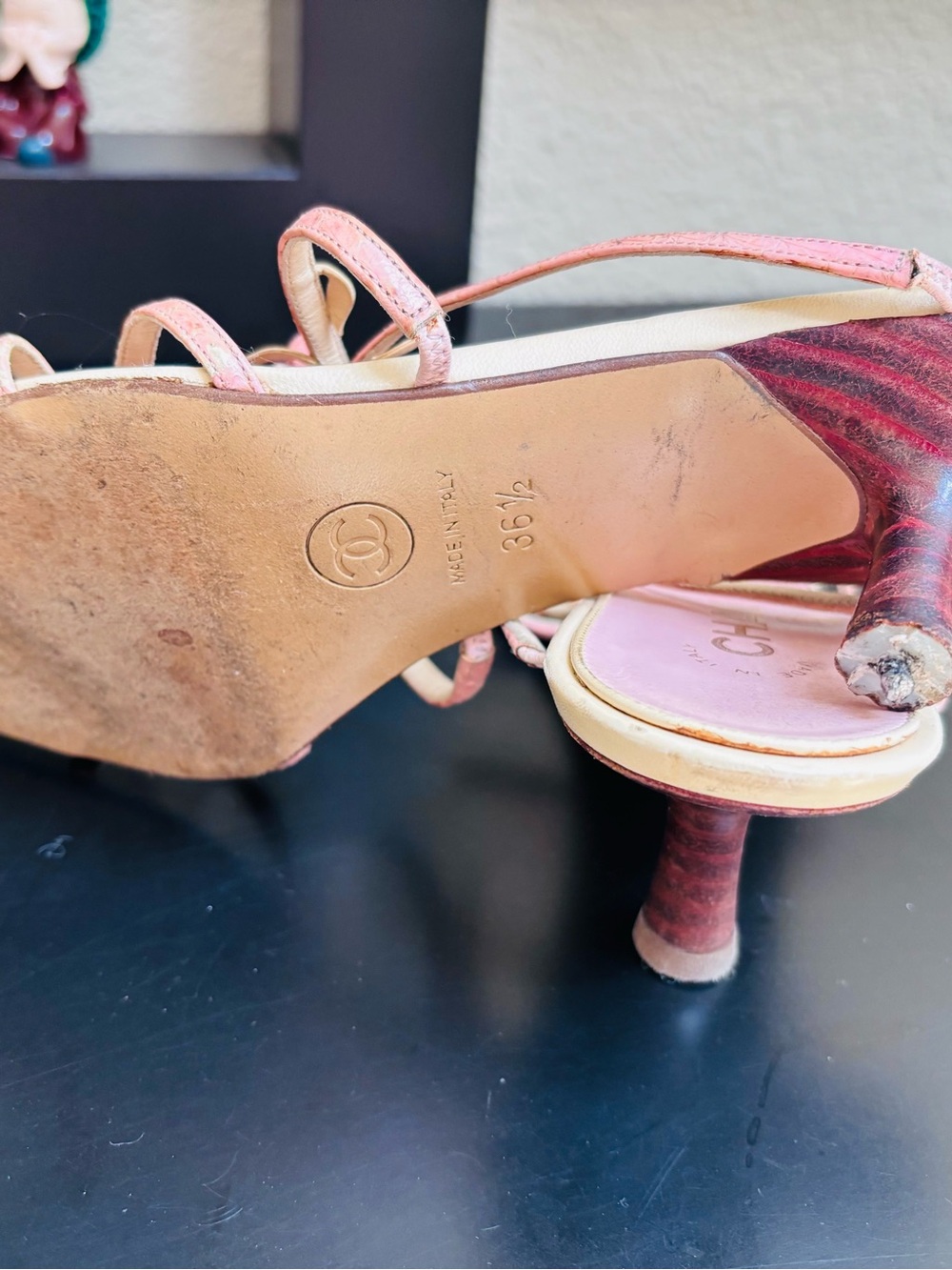 CHANEL Pink Strappy Kitten Heel Sandals - Picture 4 of 5